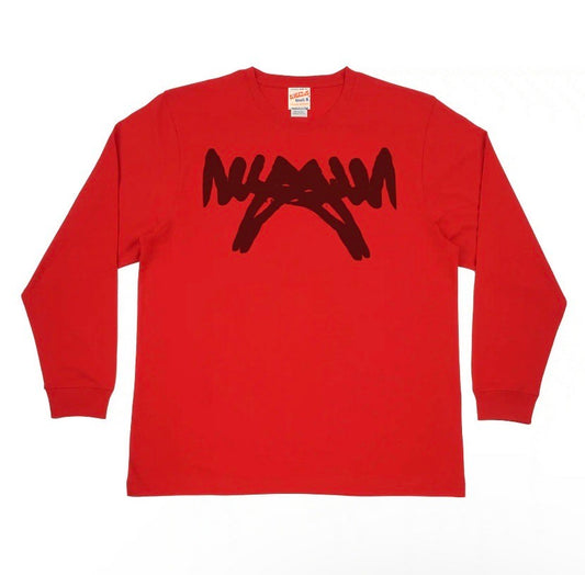 Red mirrored logo long sleeve shirt